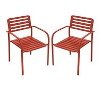 Vente-unique - Lot de 2 fauteuils de Jardin empilables en métal - Terracotta - NILY de MYLIA