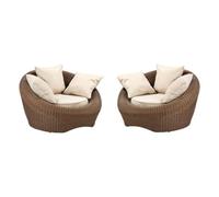 Vente-unique-Lot de 2 fauteuils de Jardin en résine tressée Marron - WHITEHEAVEN de MYLIA