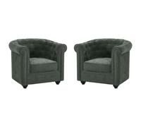 Vente-unique - Lot de 2 fauteuils en Tissu Vert Chesterfield