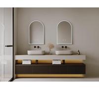 Vente-unique - Lot de 2 miroirs de Salle de Bain en Arche Anti buée avec LEDs - L50 x H80 cm - ARCADI