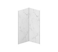 Vente-unique - Lot de 2 panneaux muraux de douche effet marbre blanc en aluminium avec profilés - 2 x L90 x H210 cm - ENEKO