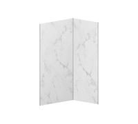 Vente-unique - Lot de 2 panneaux muraux de douche effet marbre blanc en aluminium avec profilés - L90 x L120 x H210 cm - ENEKO