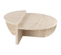 Vente-unique-Lot de 2 Tables Basses - Effet travertin Beige - ALOEVA