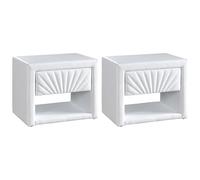 Vente-unique - Lot de 2 Tables de Chevet - 1 tiroir et 1 Niche - Simili - Blanc - ULAMI