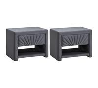 Vente-unique - Lot de 2 Tables de Chevet - 1 tiroir et 1 Niche - Velours - Gris Anthracite - ULAMI