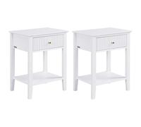 Vente-unique - Lot de 2 Tables de Chevet 1 tiroir et 1 Tablette - MDF - Blanc - NIRIVA