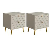 Vente-unique - Lot de 2 tables de chevet - 2 tiroirs - Beige - TEODA