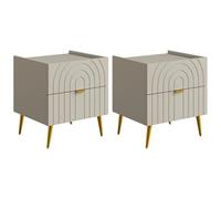 Vente-unique - Lot de 2 tables de chevet avec 2 tiroirs - Beige - NORSIM
