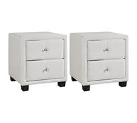 Vente-unique - Lot de 2 Tables de Chevet avec 2 tiroirs - Tissu - Ivoire - PICHONIA