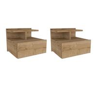 Vente-unique - Lot de 2 Tables de Chevet suspendues - 1 tiroir - Coloris : Naturel - AZELNO