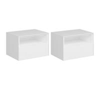 Vente-unique - Lot de 2 tables de chevet suspendues - MDF - Blanc - CALDRIN