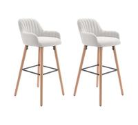 Vente-unique - Lot de 2 tabourets de bar Eleana - Polyester - Crème
