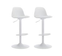 Vente-unique - Lot de 2 tabourets de Bar en polypropyléne et métal - Hauteur réglable - Blanc - XAFY