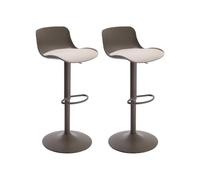 Vente-unique - Lot de 2 tabourets de Bar en polypropyléne, Tissu texturé et métal - Taupe et Beige - DORELIO