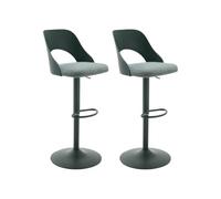 Vente-unique - Lot de 2 tabourets de Bar en polypropyléne, Tissu texturé et métal - Vert - LIRVONO