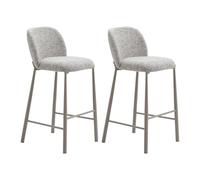 Vente-unique - Lot de 2 tabourets en Tissu texturé et métal Taupe - Beige - JIZAK