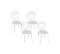 Lot de 4 chaises de jardin empilables en métal façon fer forgé - blanc - GUERMANTES de MYLIA