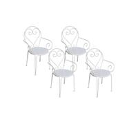 Vente-unique - Lot de 4 fauteuils de Jardin empilables en métal façon Fer forgé - Blanc - GUERMANTES de MYLIA