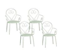 Vente-unique - Lot de 4 fauteuils de Jardin empilables en métal façon Fer forgé - Vert Amande - GUERMANTES de MYLIA