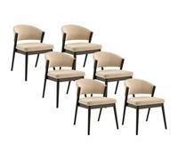 Vente-unique - Lot de 6 chaises en Tissu et Bois d'hévéa Noir - Beige - ZELVYN - Salle à Manger