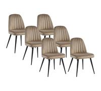 Lot de 6 chaises en velours et métal noir - Beige - ELEANA