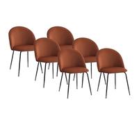 Lot de 6 chaises en velours et acier inoxydable noir - Terracotta - MELBOURNE