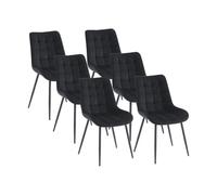 Lot de 6 chaises matelassées - Velours et métal - Noir - OLLUA