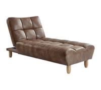 Vente-unique - Méridienne clic clac en Microfibre vieillie Esteban - Marron Vintage