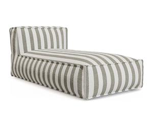 Vente-unique - Méridienne de Jardin en Tissu Bouclette - Rayé Blanc et Beige - NOUMARA de MYLIA