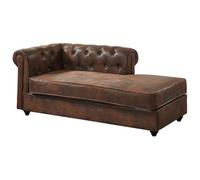 Vente-unique - Méridienne Droite Chesterfield en Microfibre Aspect Cuir Vieilli SHIREL