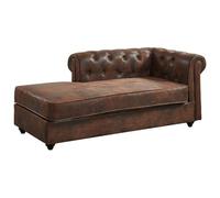 Vente-unique Méridienne Droite Chesterfield SHIREL en Microfibre Aspect Cuir Vieilli