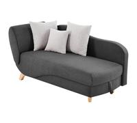 Vente-unique - Méridienne Droite Convertible en Tissu Anthracite avec Coffre de Rangement Penelope
