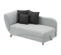 Vente-unique - Méridienne Droite Convertible en Tissu Gris Clair avec Coffre de Rangement Penelope