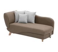 Méridienne droite convertible en tissu marron avec coffre de rangement PENELOPE