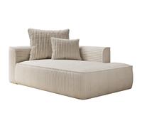 Vente-unique - Méridienne Droite en Velours côtelé Grosses côtes Beige PINETA