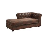 Vente-unique - Méridienne Gauche Chesterfield en Microfibre Aspect Cuir Vieilli SHIREL