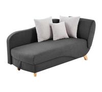 Vente-unique - Méridienne Gauche Convertible en Tissu Anthracite avec Coffre de Rangement Penelope