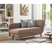 Vente-unique - Méridienne Gauche Convertible en Tissu Marron avec Coffre de Rangement Penelope