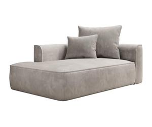 Vente-unique - Méridienne Gauche en Velours côtelé Beige PINETA