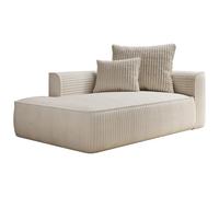 Vente-unique - Méridienne Gauche en Velours côtelé Grosses côtes Beige PINETA