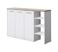 Vente-unique - Meuble à Chaussures 3 Portes et 3 niches - Blanc et Naturel Clair - SKAIDO