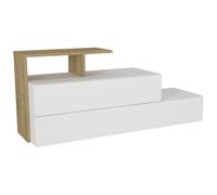 Meuble à chaussures avec 2 portes et 1 étagère - Blanc et Naturel - DAVISTA