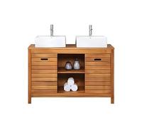 Vente-unique - Meuble de Salle de Bain en Bois d'acacia avec Double Vasque - 130 cm - PULUKAN