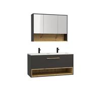 Vente-unique - Meuble de Salle de Bain Suspendu Anthracite avec Vasque à encastrer et Armoire de Toilette - 120 cm - YANGRA