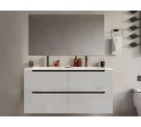 Vente-unique - Meuble de Salle de Bain Suspendu avec Double Vasque à encastrer - Blanc - 120 cm - SELITA