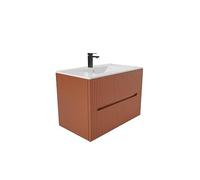 Meuble de salle de bain suspendu avec vasque à encastrer - Strié terracotta - 80 cm - PAVANI