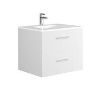 Vente-unique - Meuble de Salle de Bain Suspendu avec Simple Vasque - Coloris Blanc - 60 cm - Kayla