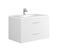 Vente-unique-Meuble de Salle de Bain Suspendu avec Simple Vasque - Coloris Blanc - 80 cm - Kayla