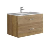 Vente-unique-Meuble de Salle de Bain Suspendu avec Simple Vasque - Coloris Naturel Clair - 80 cm - Kayla
