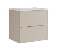 Vente-unique - Meuble de Salle de Bain Suspendu avec Vasque à encastrer - Beige - 60 cm - ONDIL